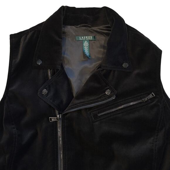 Vtg Lauren Ralph Lauren Vest Jacket Womens Size 2XL Black Velour Velvet Classy - Picture 4 of 9
